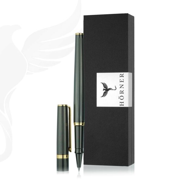 HÖRNER Vectrum l Hochwertiger Tintenroller l Edle Geschenkbox l Schreibfarbe Blau 0,7 l Wechselbare Mine l Strichstärke M l Aus Metall