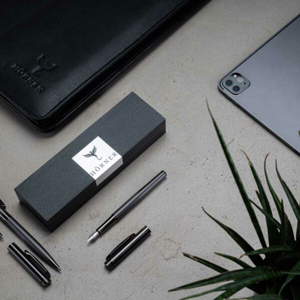 Hörner Levio Set I Tintenroller Kugelschreiber Füllfederhalter I Design Stifte I Edle Geschenkbox I Top Qualität aus Metall