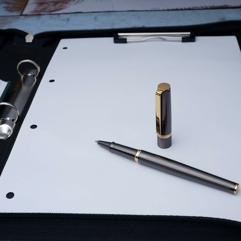Hörner Vectrum Tintenroller I Edler Stift aus Metall I Rollerball in Vintage Look I Gold-Clip und Nadel-Design