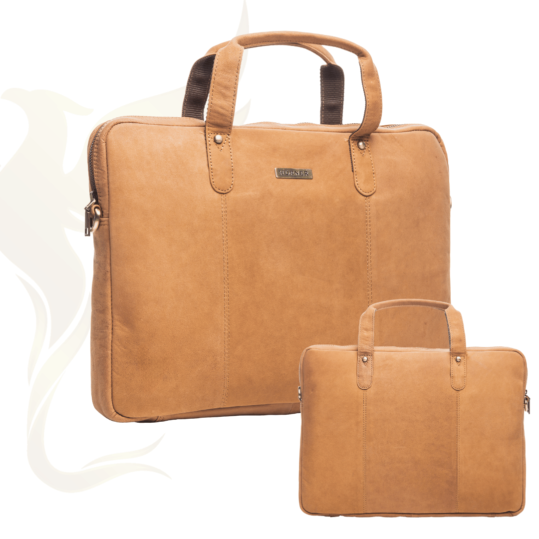 Erfurt Businesstasche Naturleder Cognac, Velourstoff-Innenfutter