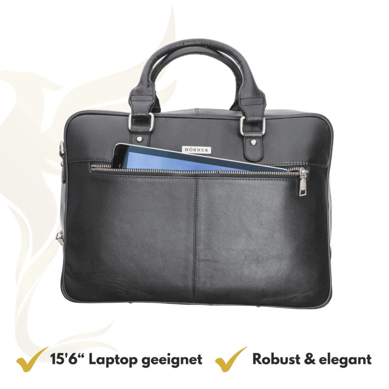 Sac business Hörner Hannover en cuir nappa noir — vue du matériau